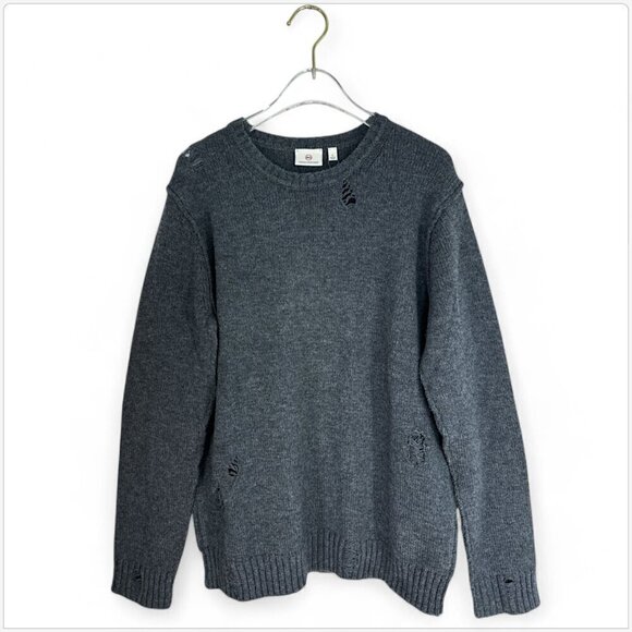 AG Adriano Goldschmied Thoman Slim Wool Alpaca Distressed Sweater Charcoal NWT S - Picture 3 of 5